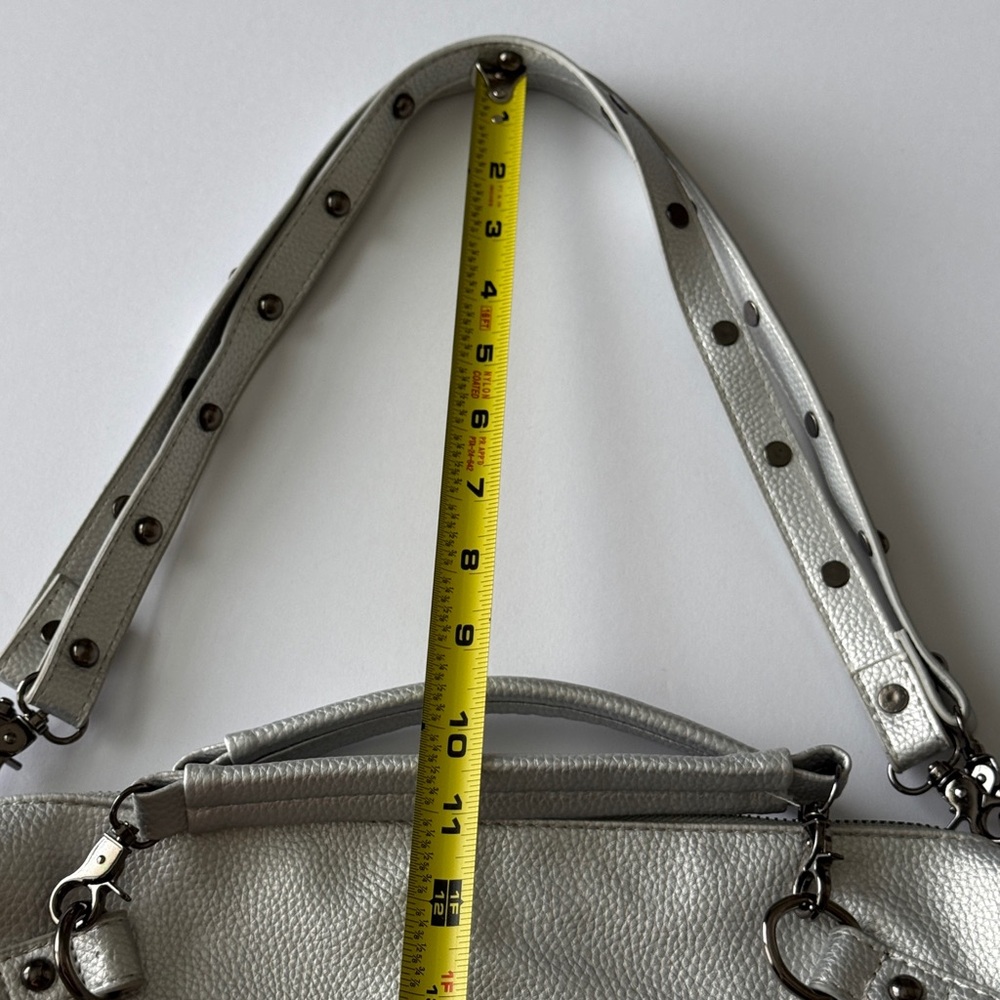 Silver Handbag with Studs Design |Shoulder Bag - Picture 9 of 11